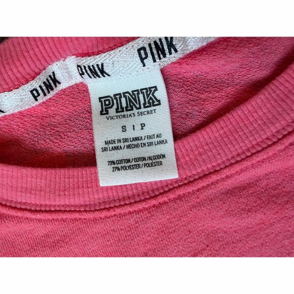 Victoria's Secret PINK Striped Cotton Blend Varsity Long Sleeved Pullover Sz S - Picture 4 of 5